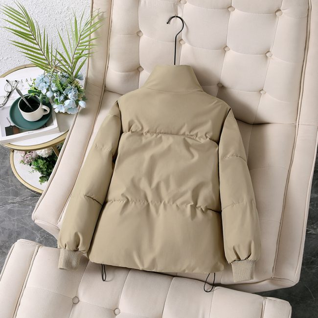 Women’s Thickened Cotton Coat – Korean-Style Loose Lapel
