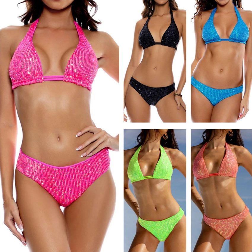 Beach Split Fashionable Sequins Bikini Suit