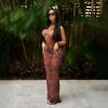 Fashion Women's Mesh Animal Print Long Dress Suit