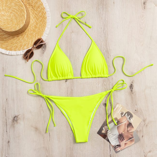 Sexy Hot Girl Halter Bikini Split Swimsuit