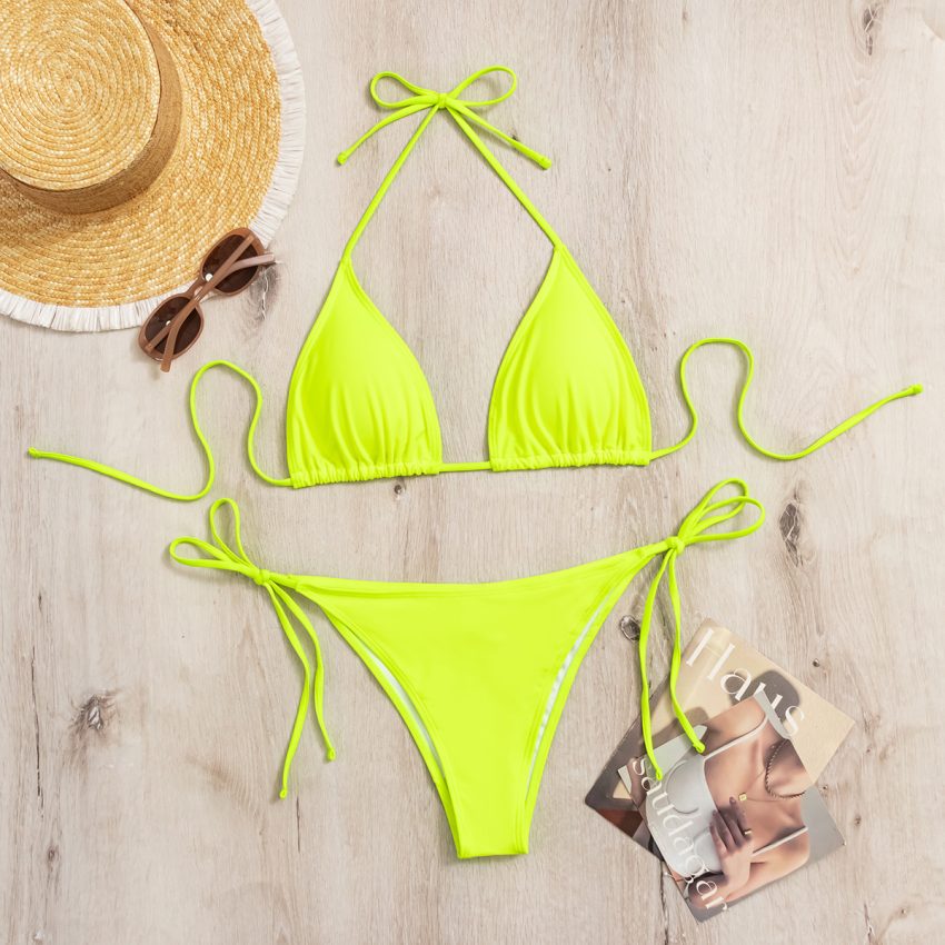 Sexy Hot Girl Halter Bikini Split Swimsuit