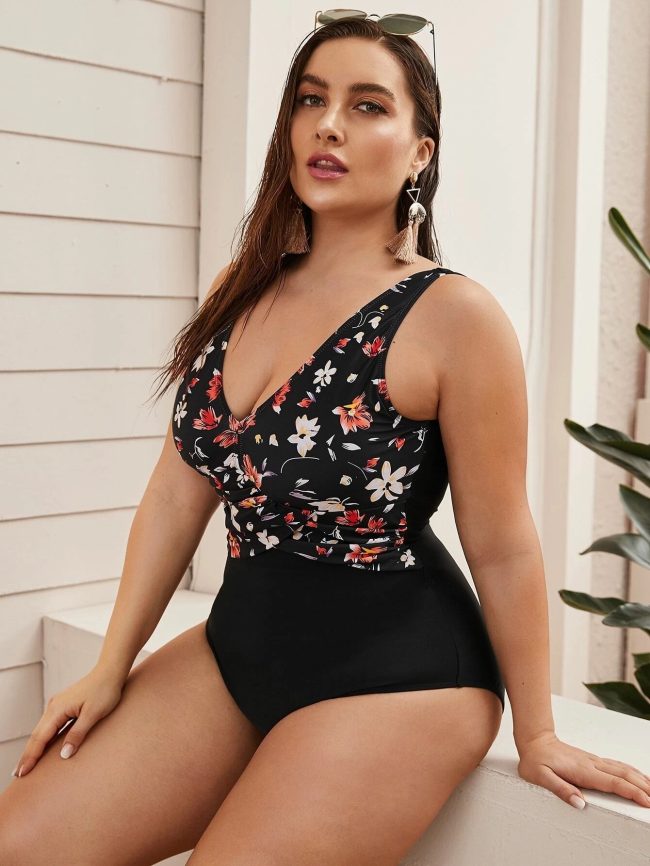 Bikini Plus Size One-piece Printed Swimsuit For Women