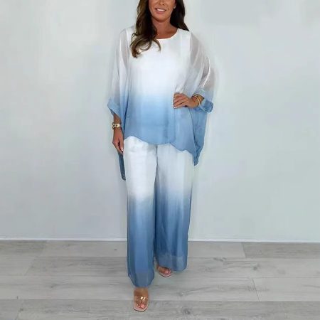 European And American Loose Wide Leg Pants Two-piece Set For Women