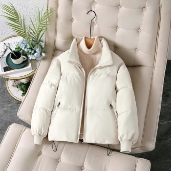 Women’s Thickened Cotton Coat – Korean-Style Loose Lapel