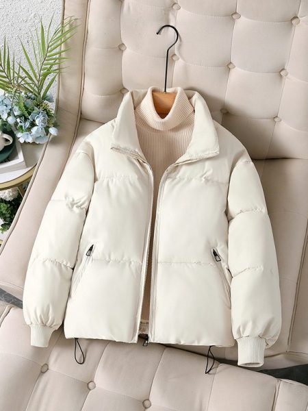 Women’s Thickened Cotton Coat – Korean-Style Loose Lapel