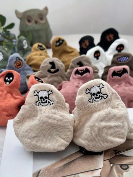 Halloween Pumpkin Pattern Cute Funny Embroidered Low Cut Socks