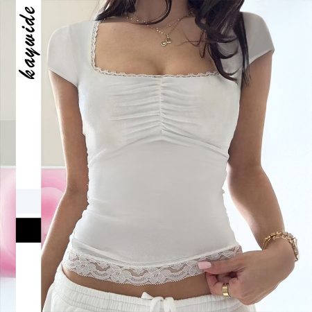 European And American Sexy Hot Girl Style Lace Short Sleeve
