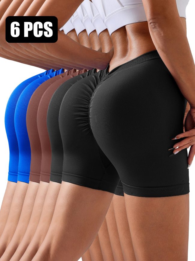 6 Pack Wholesale Solid Color Seamless Back V Shape