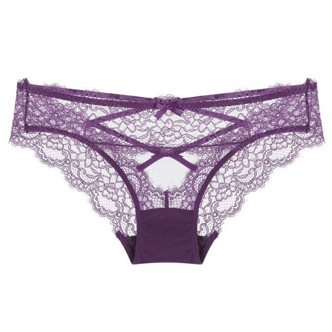Cross Hollow Girl Transparent Low Waist Women's Briefs Breathable