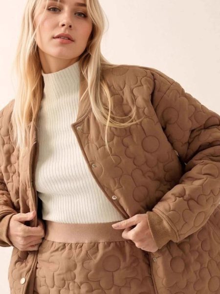 Fashion Flower Silk Line Cotton Jacket Temperament Wild Coat