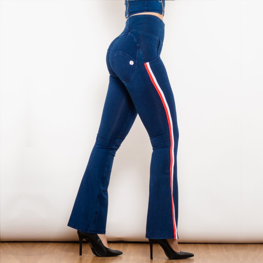 Shascullfites Melody Jeans Push Up Effect Skinny Jeans Sexy Lift Striped Flare Jeans Women's Denim Pants