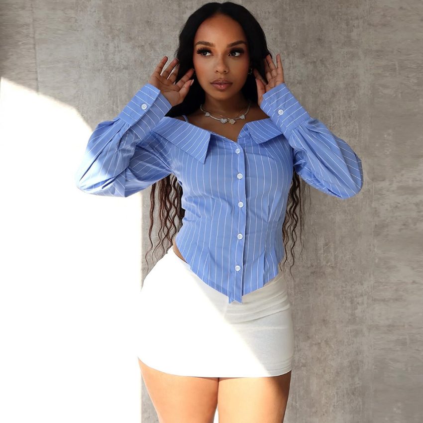 Hot Girl Style Women's Clothing Shirt Long Sleeve Off-the-shoulder Shirt Women