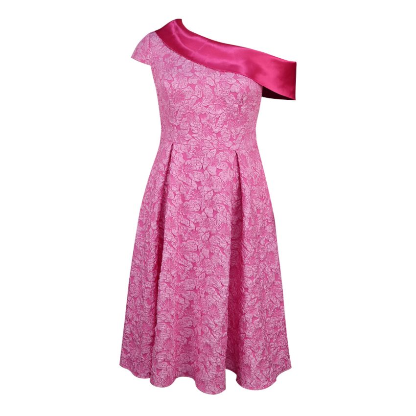 Jacquard Party Banquet Diagonal Collar Large Skirt A- Line Dress