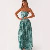 Fashion Tube Top Printed Long Dress Women