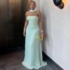 Women's Quality Halter Spaghetti Straps Top High Waist Pleated Skirt Suit