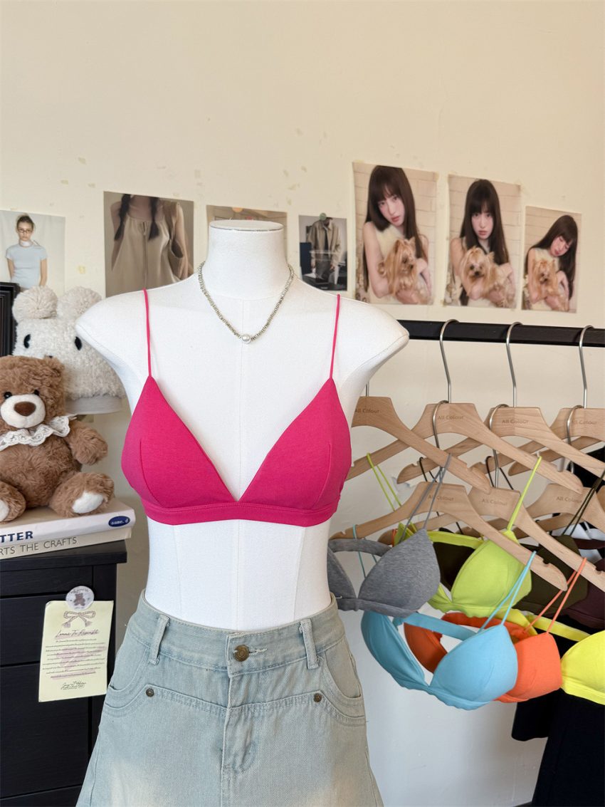 Pure Sexy Solid Color Triangle Cup Women's Bra