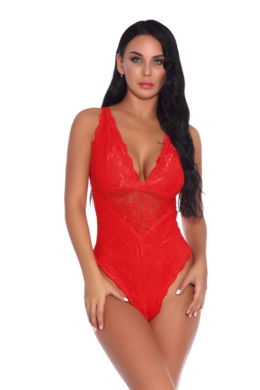 Sleeveless Halter Plus Size Lace Bodysuit Ladies