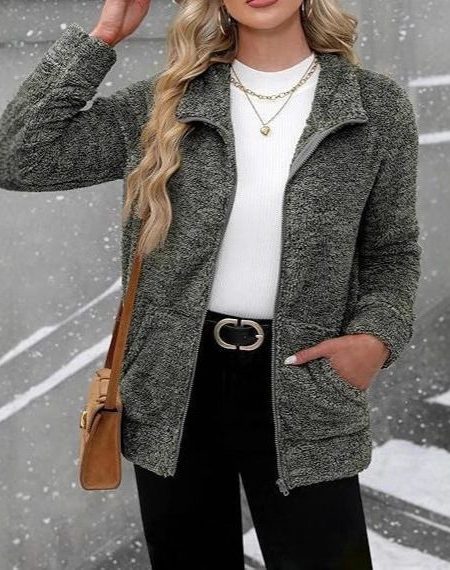 Women's Long Sleeve Plush Loose And Warm Fashionable Jacket