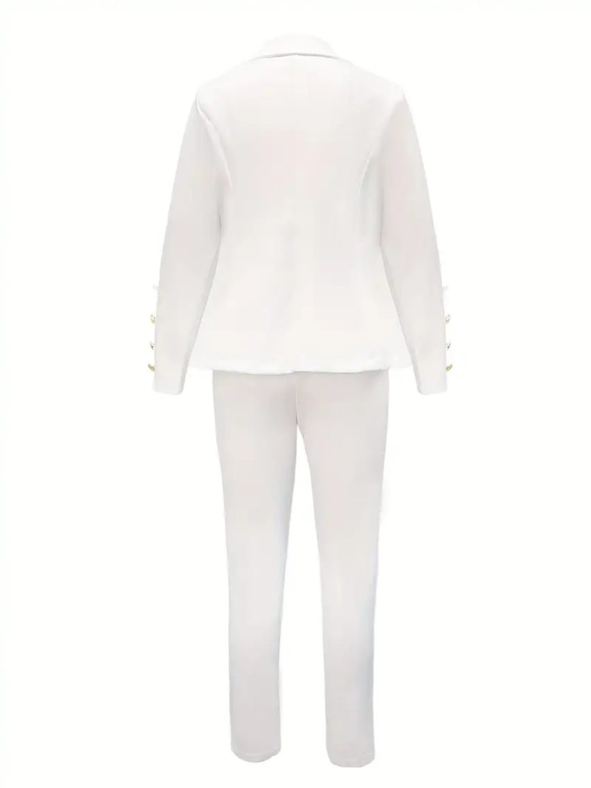 All Season Professional Women's Suit Set, Double Breasted Buttons, Gold Buttons, Essential For The Office, Women's Clothing For Autumn And Winter Seasons