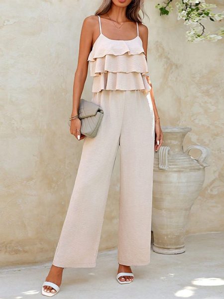 Women's European And American Style Lotus Leaf Suspender Jumpsuit
