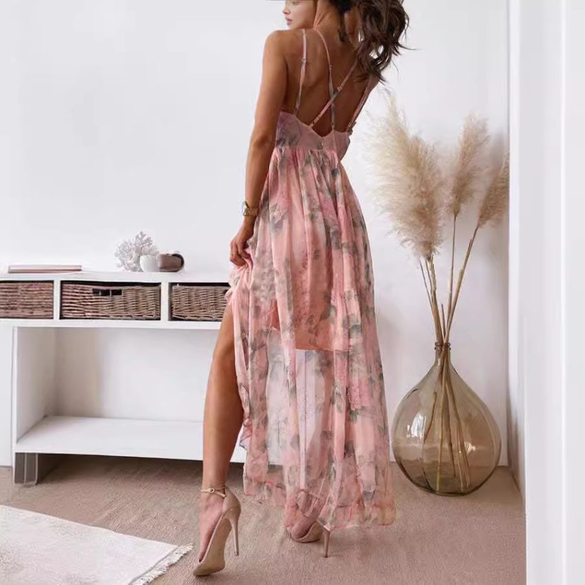 Fashionable And Sweet Temperament Fairy Print Suspender Dress