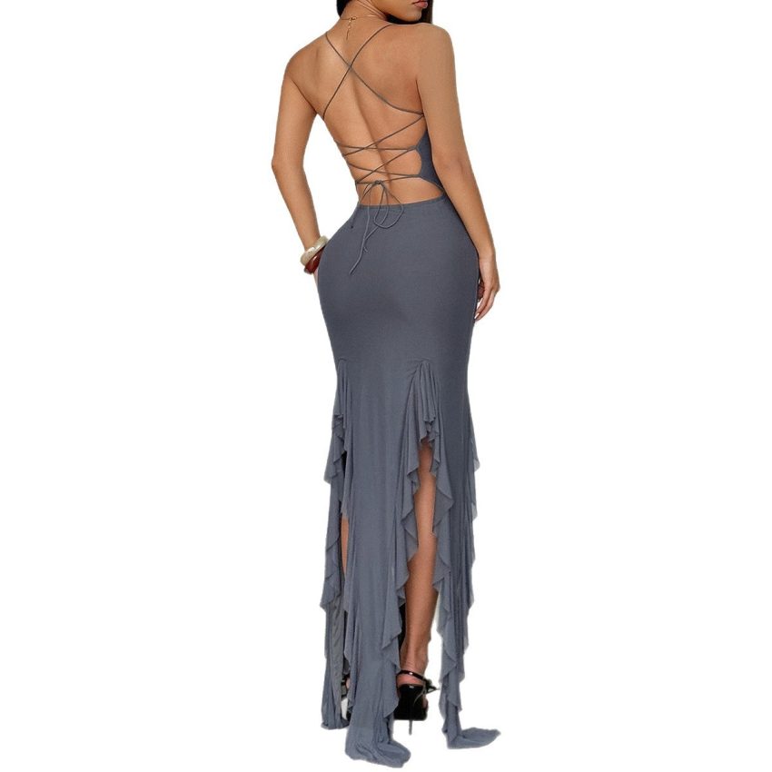 European And American Y2g Sexy Little Suspenders Lace Maxi Dress