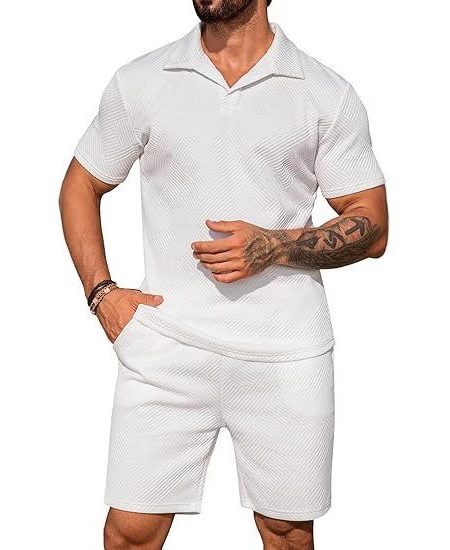Men's Casual Solid Color Polo Short Oversleeves