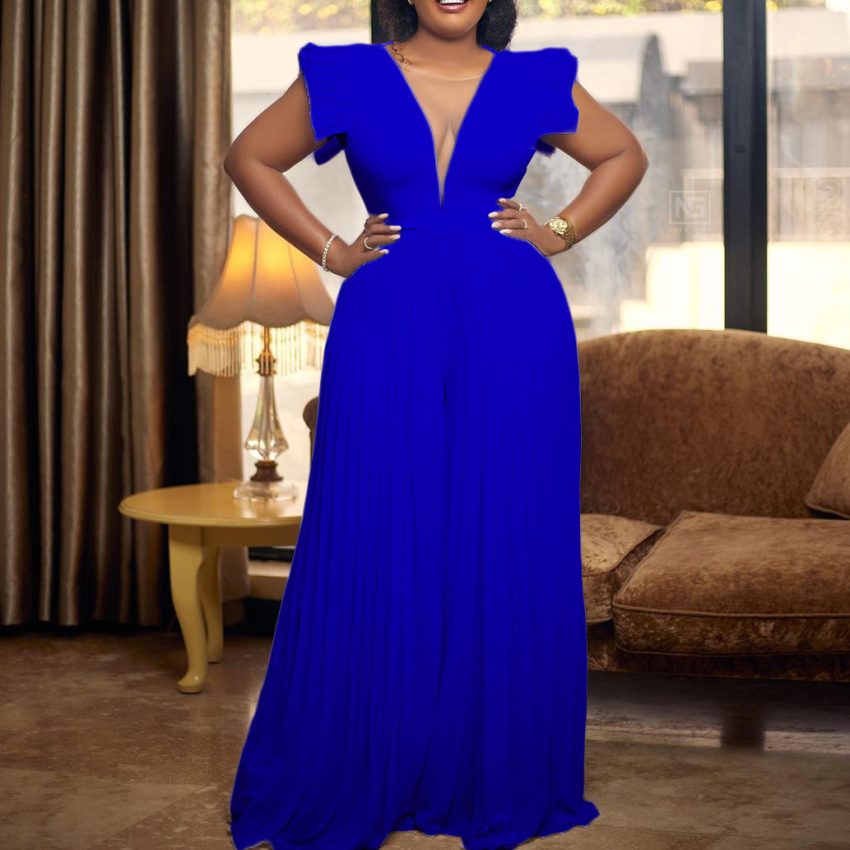 Solid Color High Waist Wide Leg Jumpsuit
