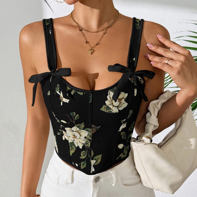 European American And French Style Floral Vintage Vest