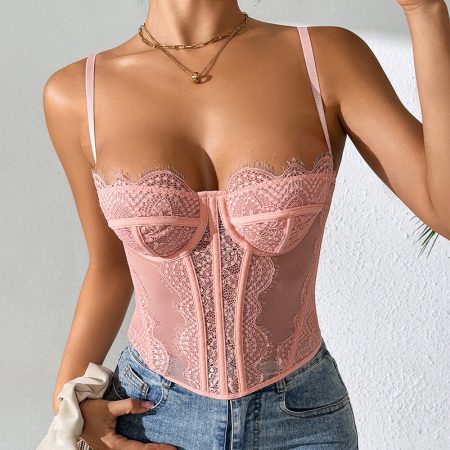 Corset Eyelash Lace See-through Pure Desire Sling Tunic