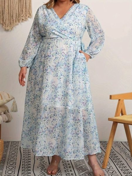 Wrap Long Floral Dress Women's Colorful