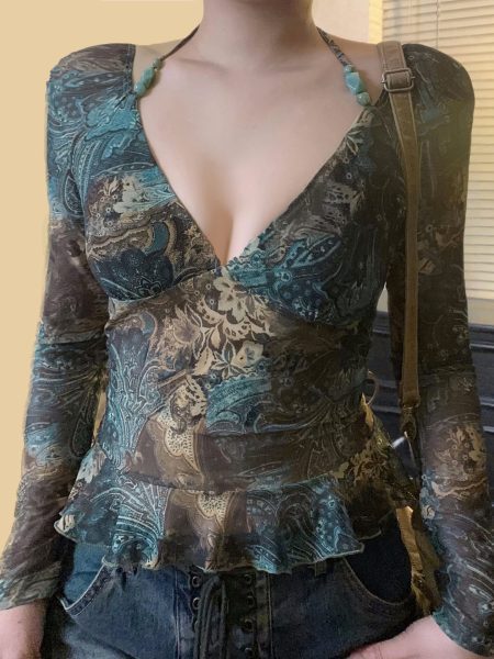 Vintage Printed Contrast Color Small Sling