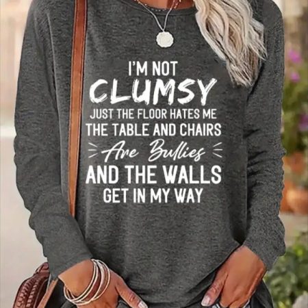Women's Printed Long Sleeve Hoodless Sweatshirt