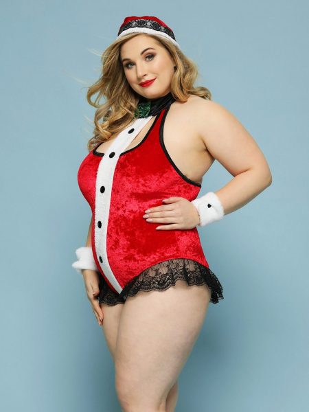 Large Size Christmas Red One-piece Sexy Lingerie